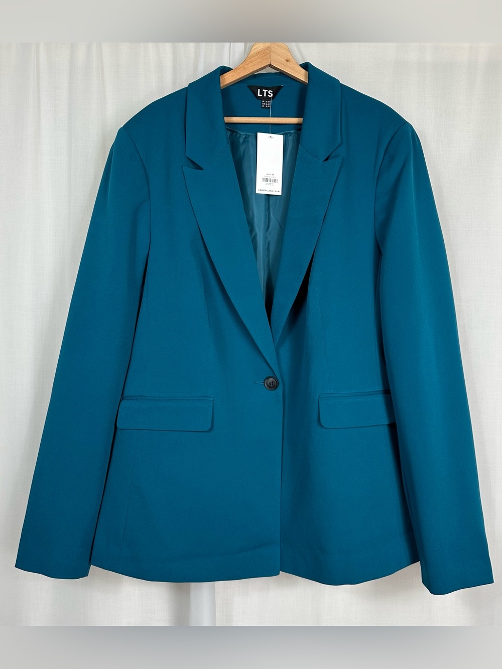 NWT Long Tall Sally US 18/20 Teal Blue Blazer Jacket Lined Suit Coat 1 Button